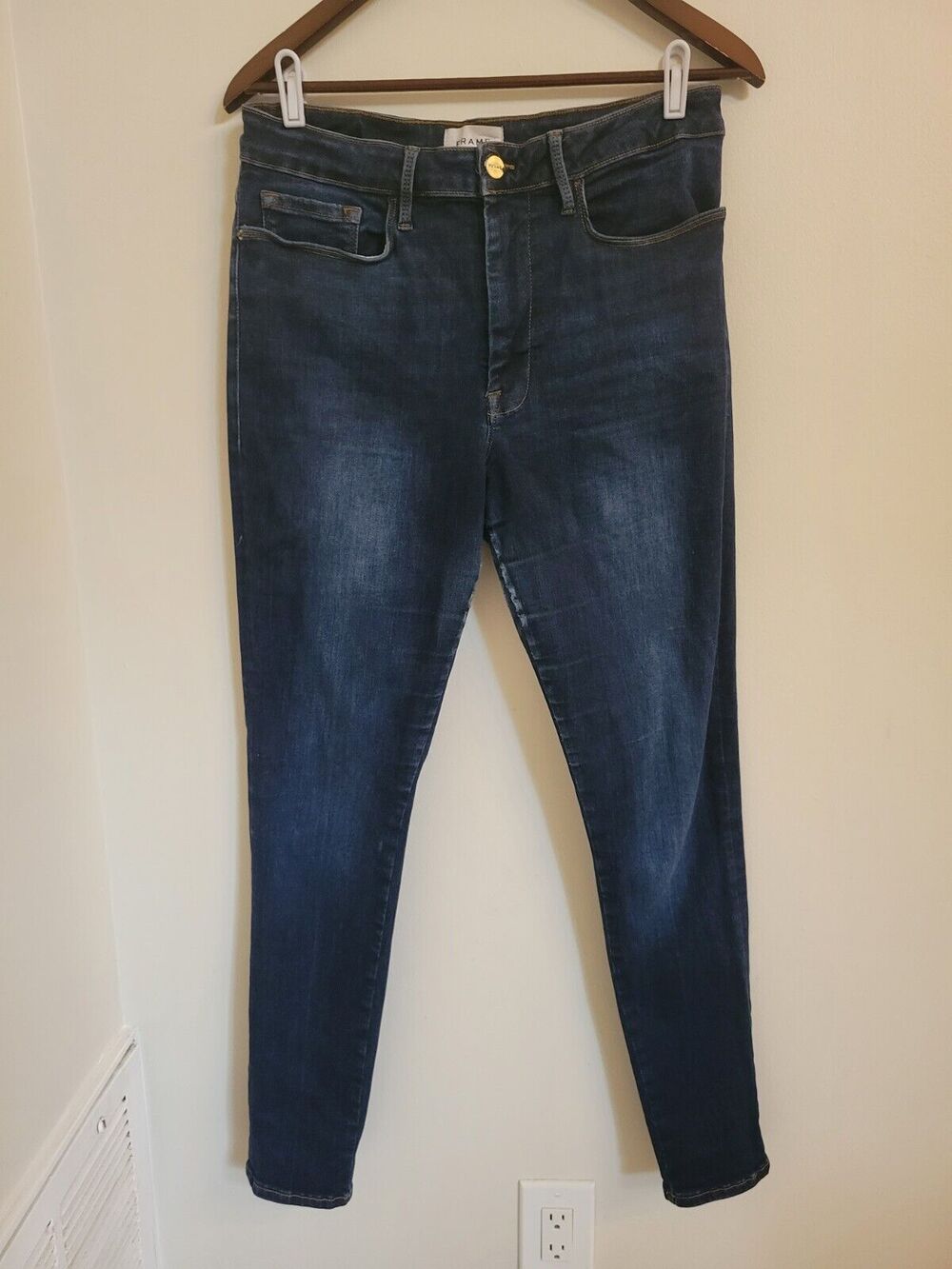 Frame Le One Skinny Dark Blue Kodak Stretch Denim Jeans Women 2